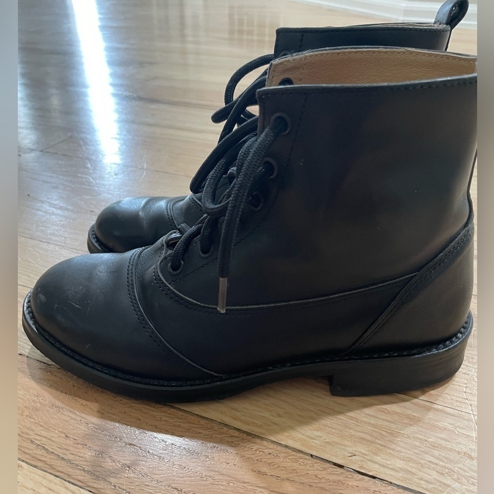 BMW Black Leather Moto Boots Sz 38 - Picture 4 of 6
